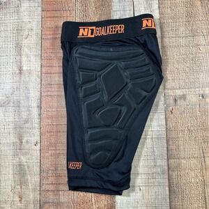 N1 Goalkeeper Padded Soccer Compression Shorts Black Youth Size 128 7/8